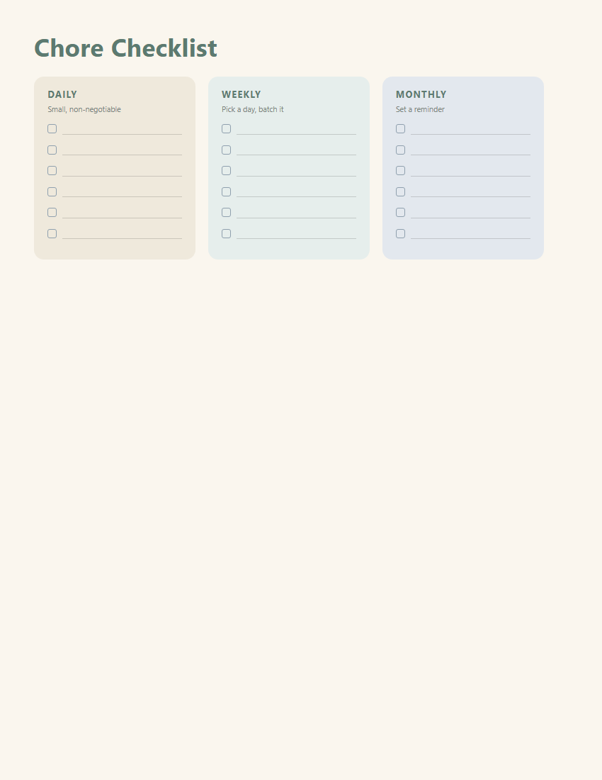 Chore checklist page